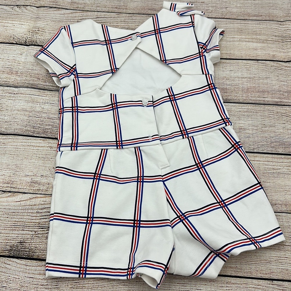 Janie and Jack Red White and Blue Romper with back Cut-out Size 18-24 M - Picture 2 of 5